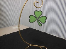 Hanging Stained Glass w Lead Canes Three Leaf Clover 2 3/4" x 2 3/4"