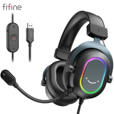 Dynamic RGB Gaming Headset with Mic Over-Ear Headphones 7.1 Surround Sound PC Co