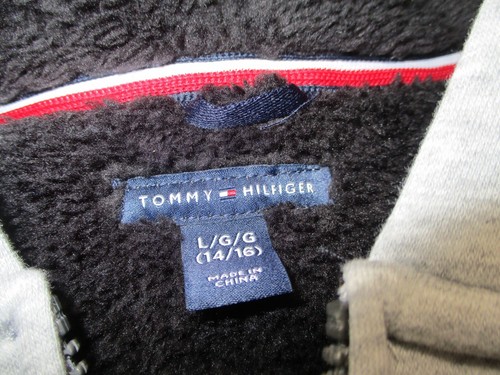 Tommy Hilfiger Hoodie Boys Large 14/16 Gray Fleece Full Zip Logo Spellout Preppy - Picture 6 of 10