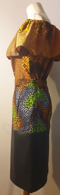 Gerader Rock Stoff Wax Baumwolle und Kunstleder. Gummiband 2 Seiten der Taille
