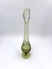 Vintage Fenton Colonial Green Thumbprint Swung Vase