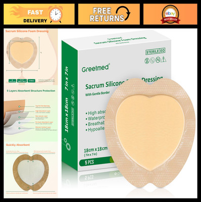 Waterproof Sacral Foam Dressing 7''x7'' - Silicone Adhesive, High Absorbent Wound