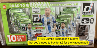Panini Donruss World Cup 2026 US Exclusive Guaranteed Jumbo Kaboom Box LESEN