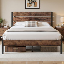 Queen Bed Frame with Headboard and Footboard, Metal Queen Bed Frame with Under-B