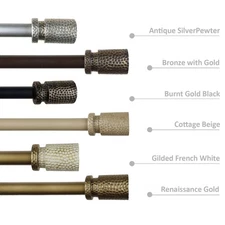 1" Adjustable Heavy Duty Single Drapery Curtain Rod W/ Peterson Finials 28"-120"