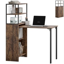 HOMCOM Foldable Computer Desk, Office Desk for Small Spaces, Rustic Brown