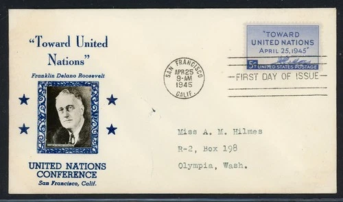 UNITED STATES CROSBY PHOTO COVER LOT #61 FDR UNITED NATIONS Conference FDC $$$