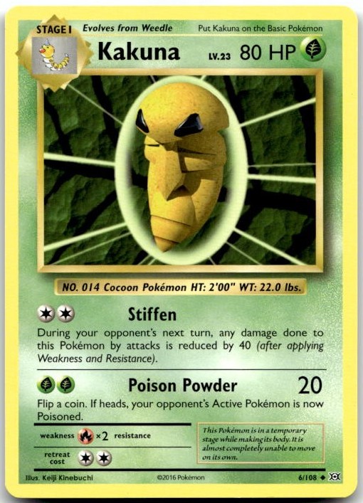 Kakuna 6/108 Uncommon Evolutions Pokemon Lightly Played