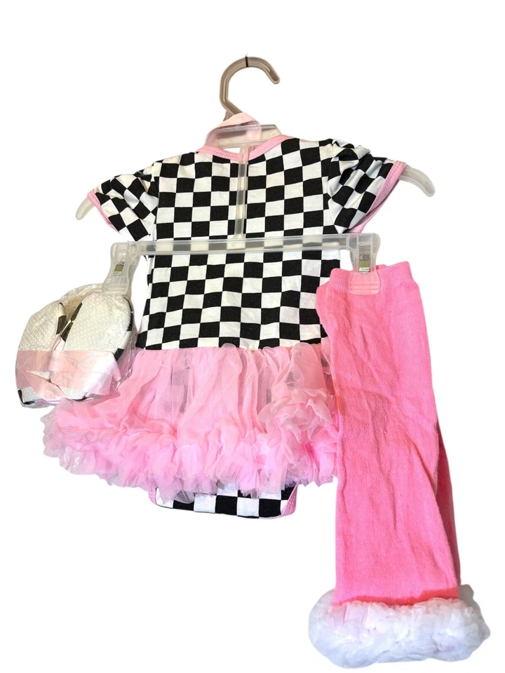 NUEVO Bebé Niñas Una Pieza Tutú Calentadores de Piernas Zapatos Diadema Pequeño 0-6 Meses Foto 2 de 2