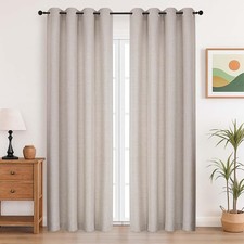 Simplebrand Linen Curtains Extra Long 2 Panels Set Light 55.1x90.2in New
