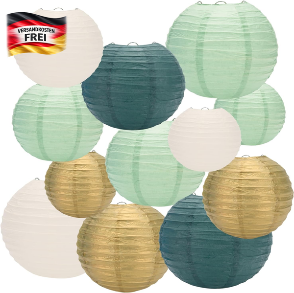 Papierlampions Set 12 StüCk - HäNgende Deko FüR Geburtstagsfeiern Hochzeiten Gar-image
