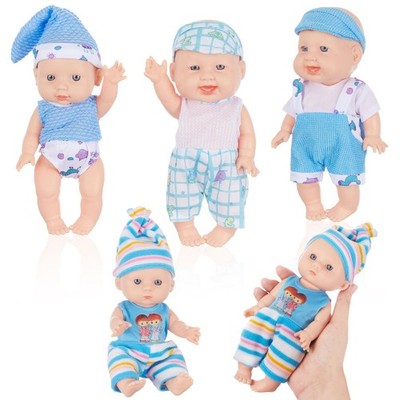 Halloscume 7 Inch Mini Baby Mini Reborn Doll Vinyl Full Body Lifelike Dolls
