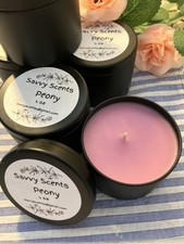PEONY Scented Candle 4oz Black Tin