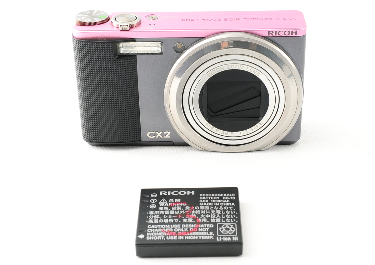 Exc+4] RICOH CX2 10.7x 9.2MP Digital Camera Pink/Gunmetal From 