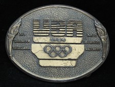 OB21128 VINTAGE 1984 USA OLYMPICS XXIII AND XIV SPORTS BRASSTONE BELT BUCKLE