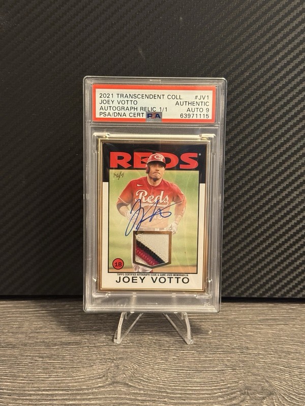 2021 Topps Transcendent Joey Votto 1/1 Game Used Patch Auto Superfractor Reds
