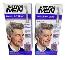 Just For Men Touch of Gray Hair Color   Light Brown T-25 Lot of 2 Boxes 