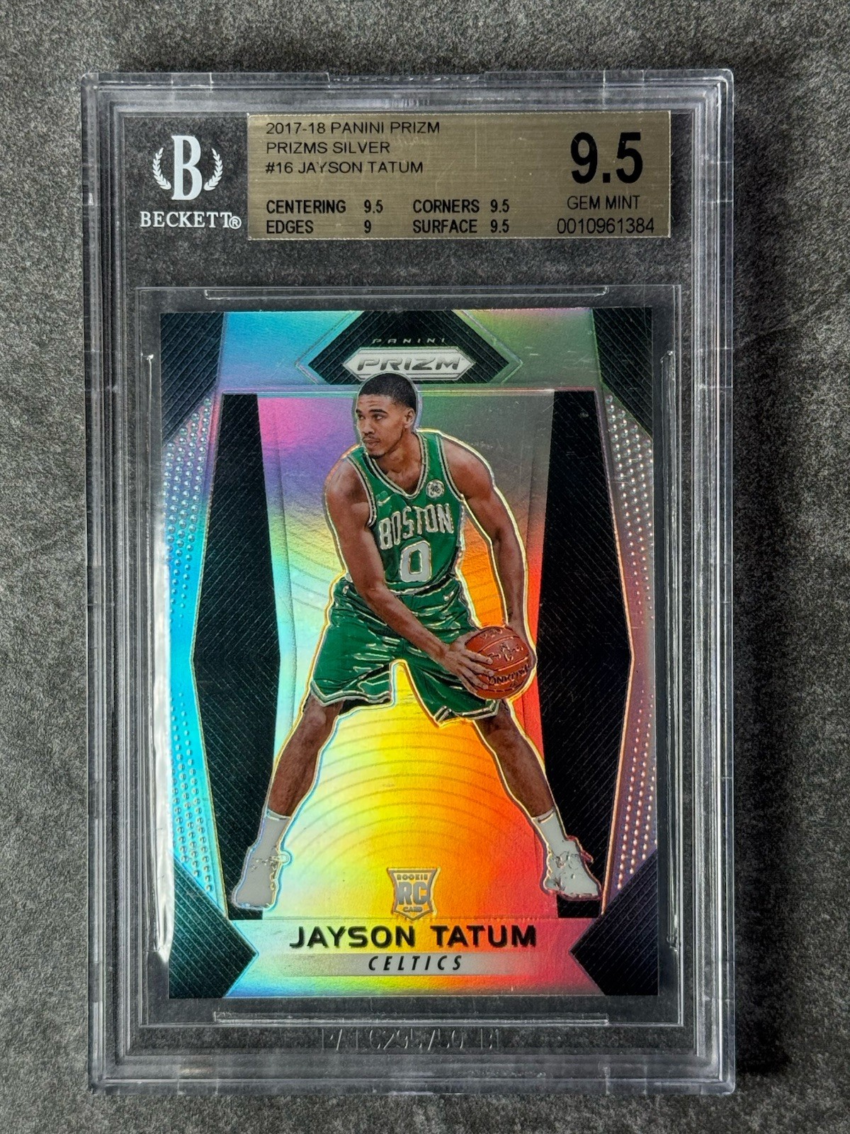 2017-18 Panini Prizm Jayson Tatum Prizms Silver Rookie RC #16 Celtics BGS 9.5