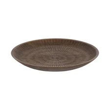 Kate and Laurel Zandros Modern Round Carved Wood Tray, 16 Inch Diameter, Brow...