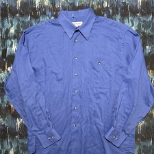 VTG Y2K Blue Yves Saint Laurent Button Up Shirt Sz 17 90s Classic