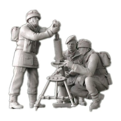 British Paratroopers Mortar Team unbemalte 3D gedruckte Figuren im Maßstab 1:16