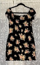 Ultra Flirt XL Floral Black and Pink Roses Mini Dress Excellent Condition