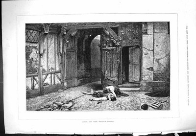 Original Old Antique Print After The Song Play Theatre 1876 Beaumont Victorian