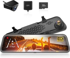 WOLFBOX G840S 12" 4K Mirror Dash Cam Backup Camera, 2160P Full HD Smart Black