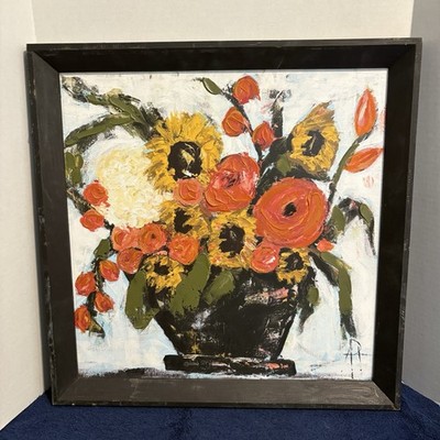20X20 Original By Amanda Hilburn Oil Painting Textured Still Life Floral Bouquet