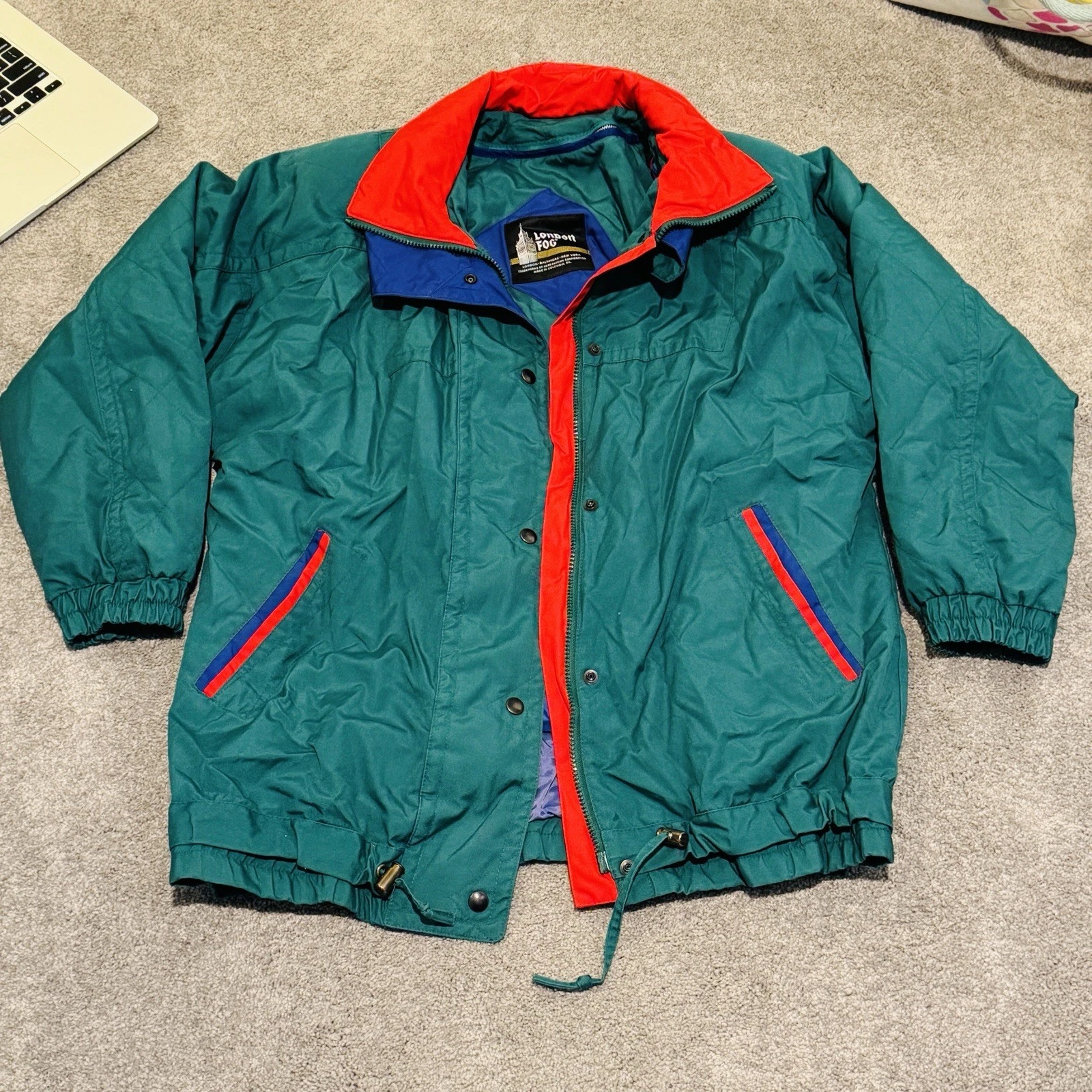 Vintage London Fog Thinsulate Jacket Mens M Colorblock 90s Outdoor Coat