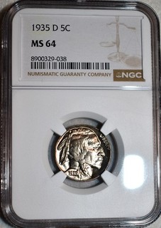 NGC MS 64 1935 D Buffalo Nickel Radiant Lightly Toned Blazer.