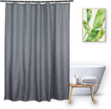 Short Shower Curtain Liner 60 Inch Long Water Resistant Fabric Bathroom Curt...
