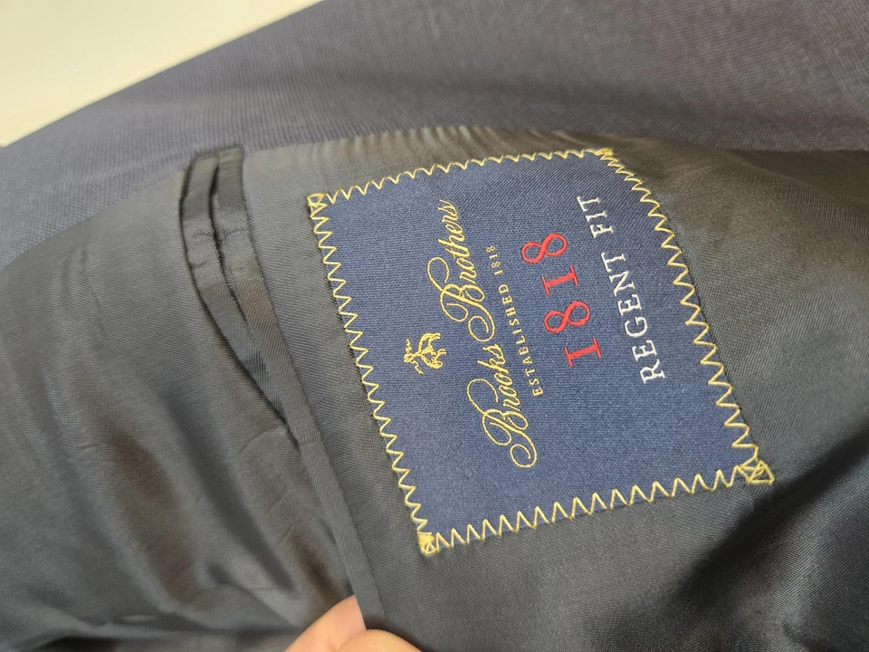 Traje Brooks Brothers Para Hombre 46R W40 Azul Ajuste Regente Hecho en Italia Lana 2 Piezas Foto 4 de 4