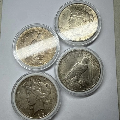 Lot of 4  1922 US $1 Silver Peace Dollars 💸 98 Grams Of .999 Fine Silver