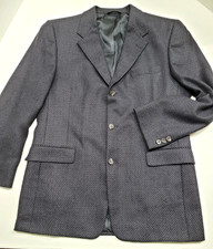 HART SCHAFFNER MARX Sport Coat 41R Navy/Black Check Soft Wool