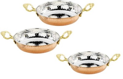 Kupferpfanne Gehämmert   3er Set, Ø 14, 16 & 18 cm, Ideal zum Braten und Kochen