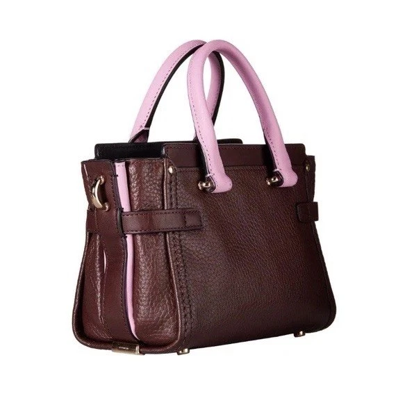 Bolso Bandolera Coach Swagger 20 Bloques de Color Cuero Guijarro OxBlood 35954 Nuevo con Etiquetas Foto 3 de 4
