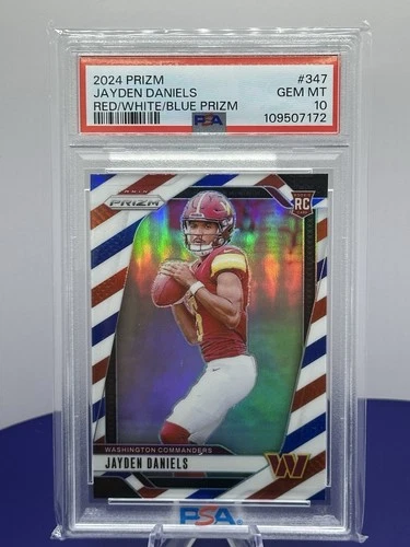 Jayden Daniels 2024 Panini Prizm #347 Red White Blue Rookie PSA 10