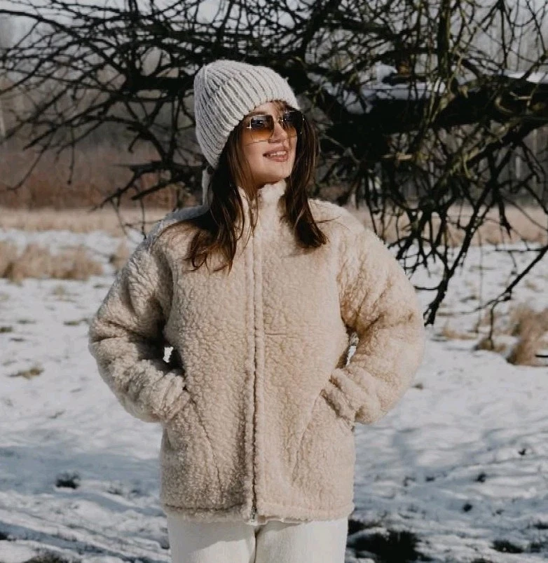 Wolljacke MERINO Schurwolle 100% Merinowolle - beige - Größen XS bis XXL - Bild 2 von 4