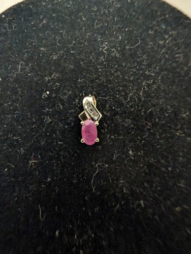 10k Gold Ruby Diamond Pendant, Ruby And Diamond Pendant, Gold Red Ruby