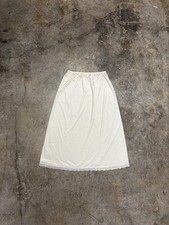 Vintage Cream Slip Skirt Midi Length Delicate Lace Trim Retro Lingerie Size M