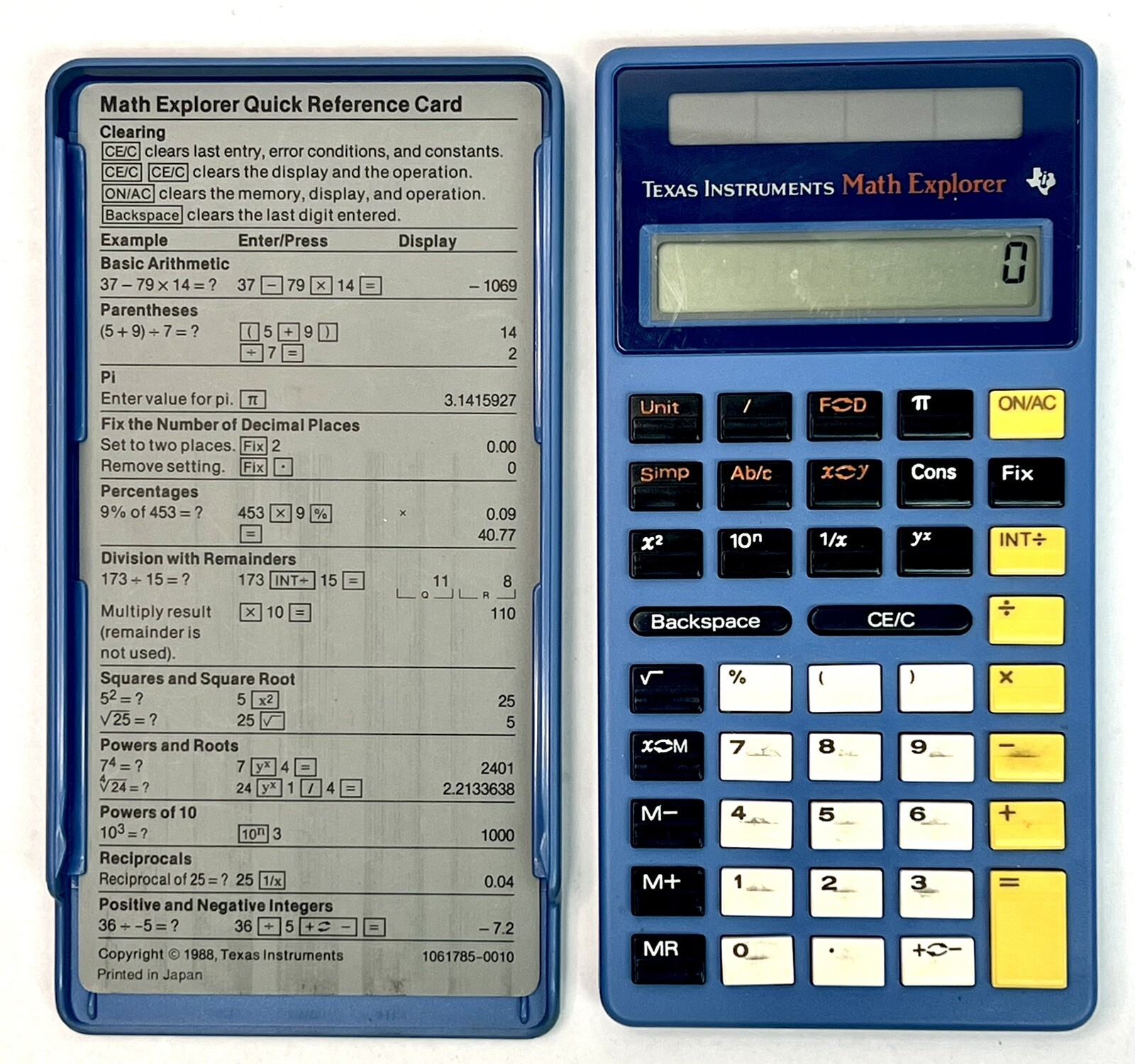 Texas Instruments Math Explorer Patent Vintage 1988 TEXAS INSTRUMENTS Math Explorer with Slide Cover Solar ...