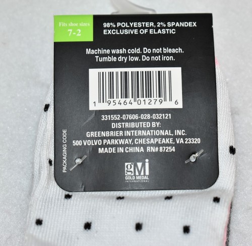 Polo Club Low Cut Socks Shoe Size 7-2 Girl's New - Picture 6 of 6