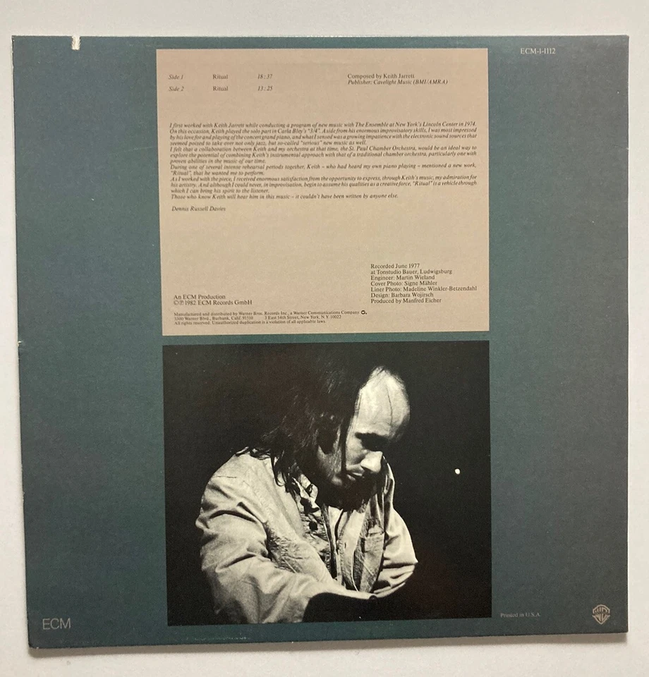 DENNIS RUSSELL DAVIES Piano•Keith Jarrett: Ritual ~Vinyl LP ECM-1-1112 Classical - Image 2 of 4