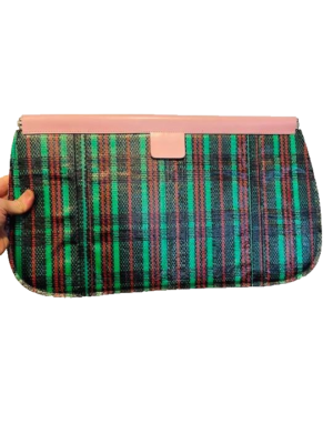 COMME des GARCONS COMME des GARCONS Check Vinyl Clutch Bag Green