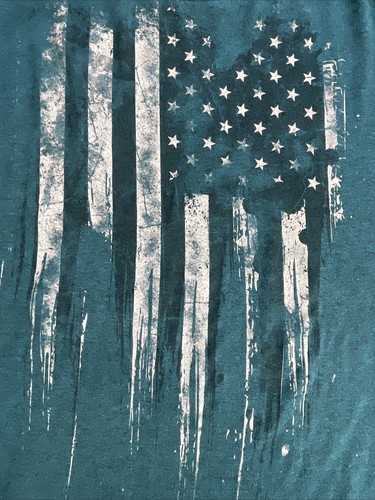 Helix Shirt Mens XL T-Shirt Blue Green American Flag Short Sleeve Patriotic - Picture 2 of 7