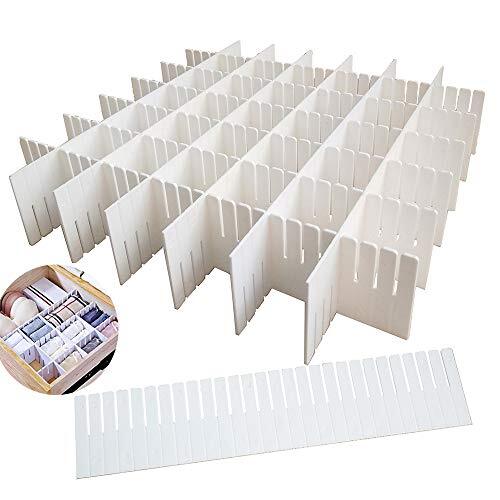 12PCS DIY Plastic Grid Drawer Dividers,White Adjustable Sock Underwear