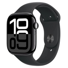 Image of Apple Watch Series 10 LTE - 46mm - Jet Black, Black Sports Band - Very Good