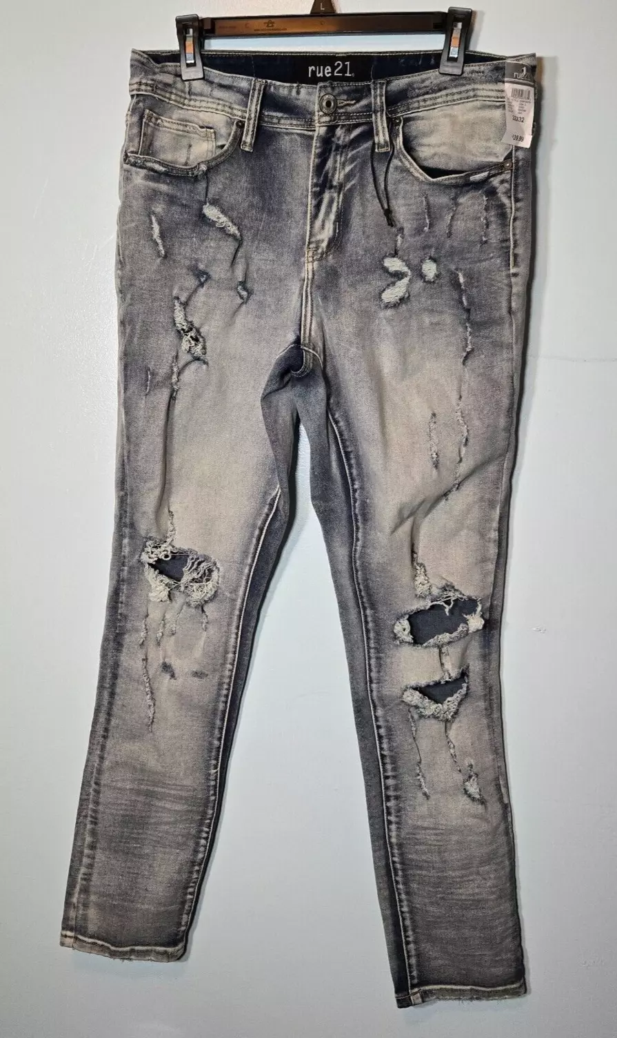 Pantalon jean homme Supreme Flex slim conique denim vieilli taille 32x32 neuf avec étiquette RUE21