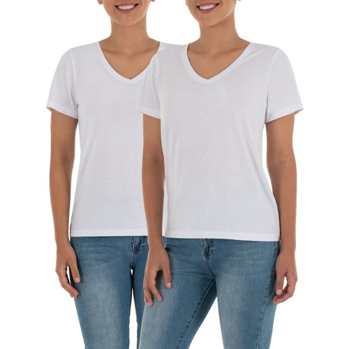 NWT Time and Tru Women’s 100% Pima Cotton V-Neck T-Shirt White Size XL 2 PACK